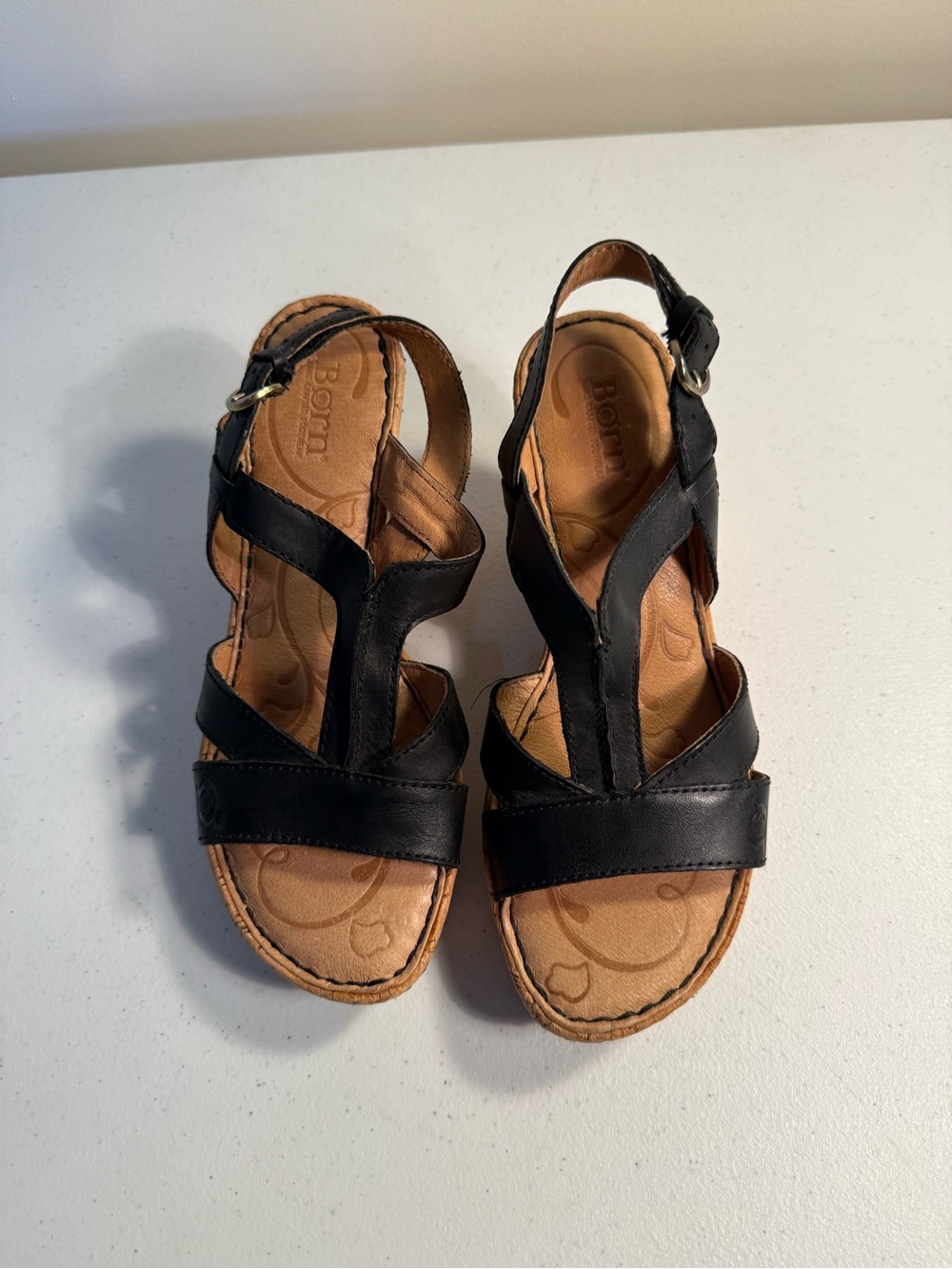 Born Black Leather Girls' Strappy Sandals